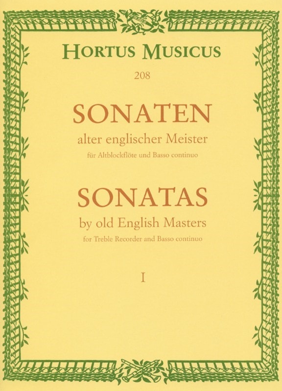 Sonatas by Old English Masters 1 for Treble Recorder published by Hortus Musicus