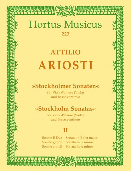Ariosti: Stockholm Sonatas Volume 2 for Viola published by Barenreiter
