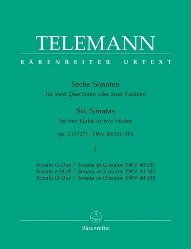 Telemann: 6 Sonatas Opus 2 for 2 Violins or 2 Flutes Volume 1 published by Barenreiter