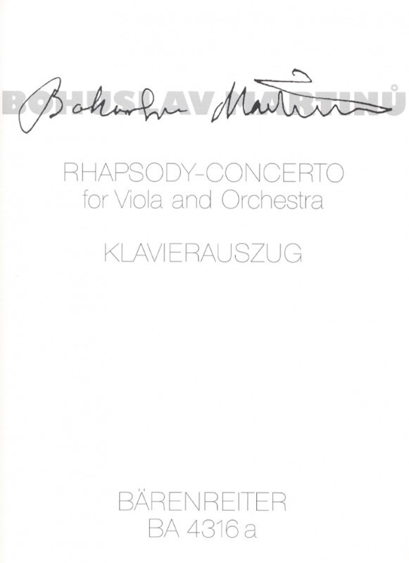 Martinu: Rhapsody-Concerto (1952) for Viola published by Barenreiter