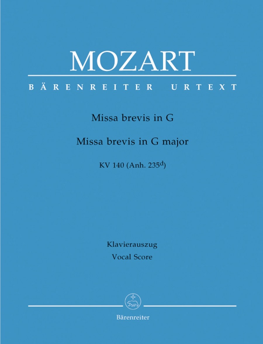 Mozart: Missa brevis in G (K140) published by Barenreiter Urtext - Vocal Score