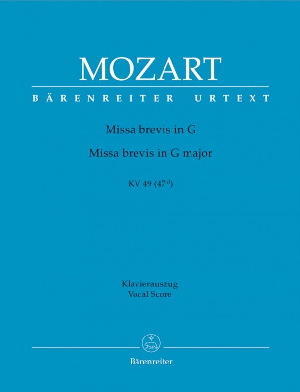 Mozart: Missa brevis in G (K49) published by Barenreiter Urtext - Vocal Score