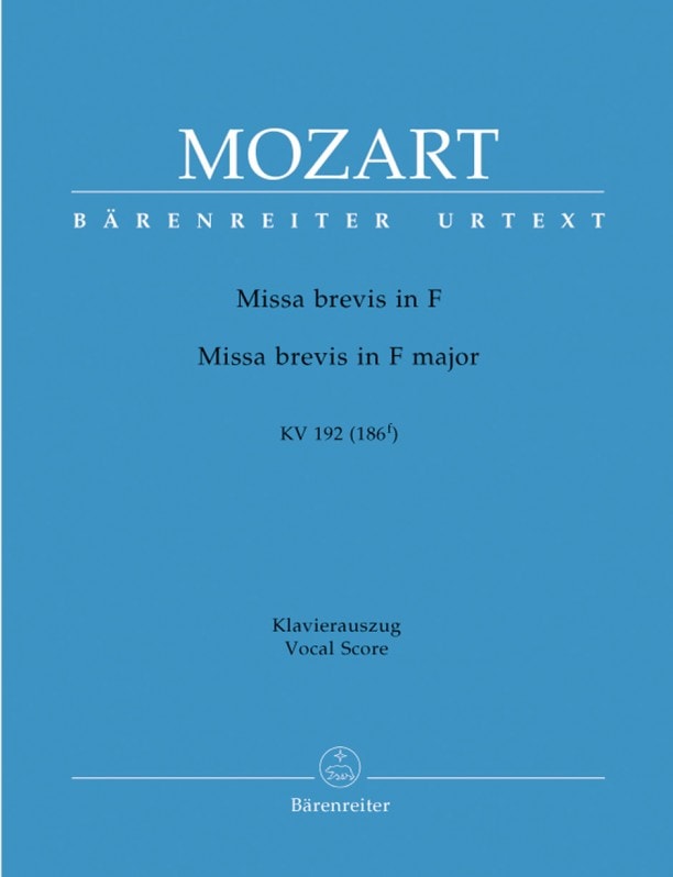 Mozart: Missa brevis in F (K192) published by Barenreiter Urtext - Vocal Score