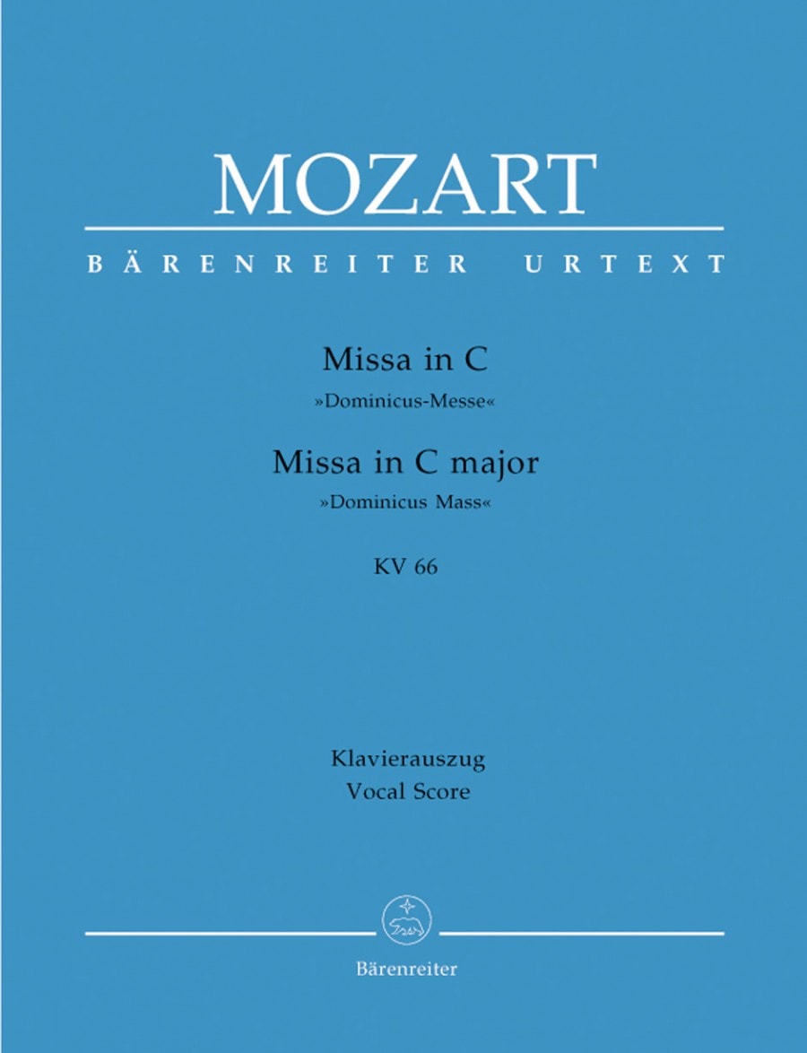 Mozart: Mass in C (K66) (Dominicus-Messe) published by Barenreiter Urtext - Vocal Score