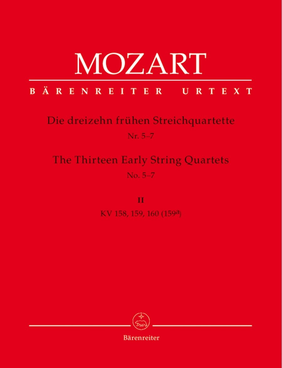 Mozart: 13 Early String Quartets Vol 2 (5-7) published by Barenreiter