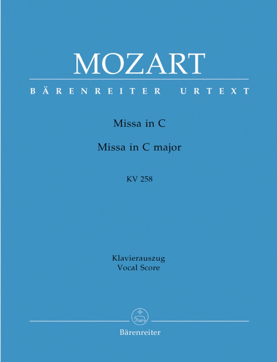 Mozart: Mass in C (K258) (Spaur-Messe) published by Barenreiter Urtext - Vocal Score