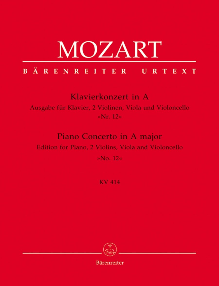 Mozart: Concerto for Piano No.12 in A (K.414) arranged for Piano Quintet published by Barenreiter