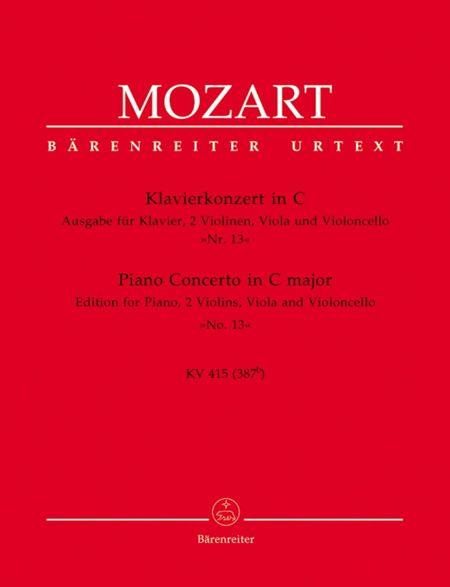 Mozart: Concerto for Piano No.13 in C (K.415) arranged for Piano Quintet published by Barenreiter