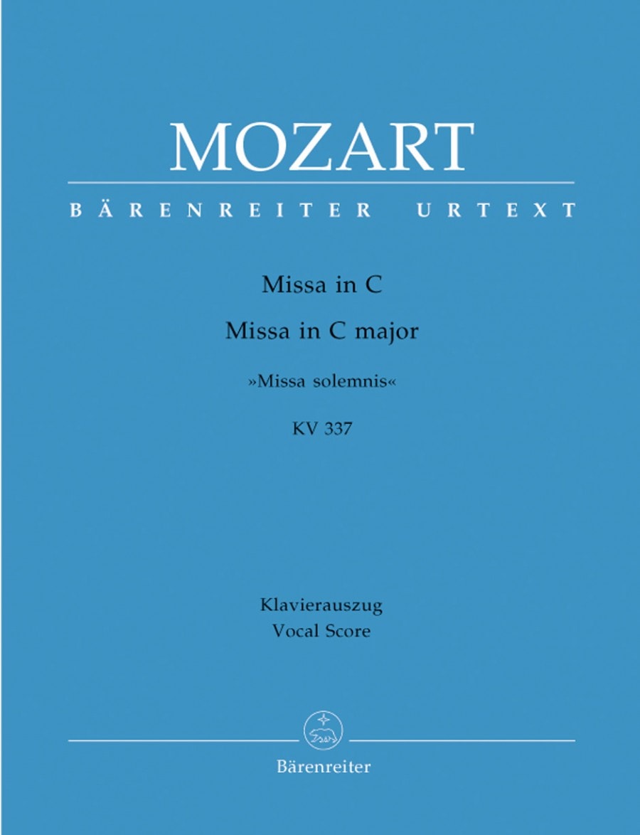 Mozart: Missa solemnis in C (K337) published by Barenreiter Urtext - Vocal Score
