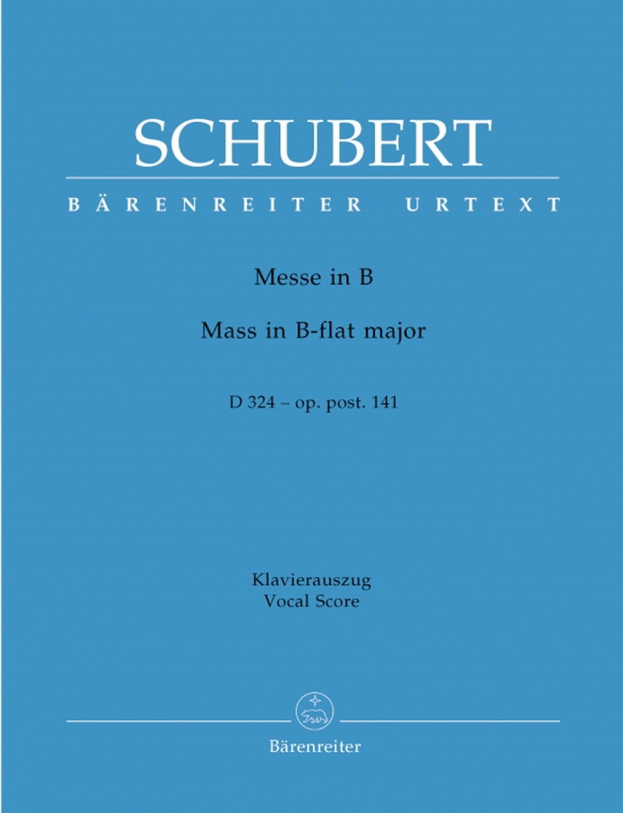 Schubert: Mass in B-flat Op post 141 (D324) published by Barenreiter Urtext - Vocal Score