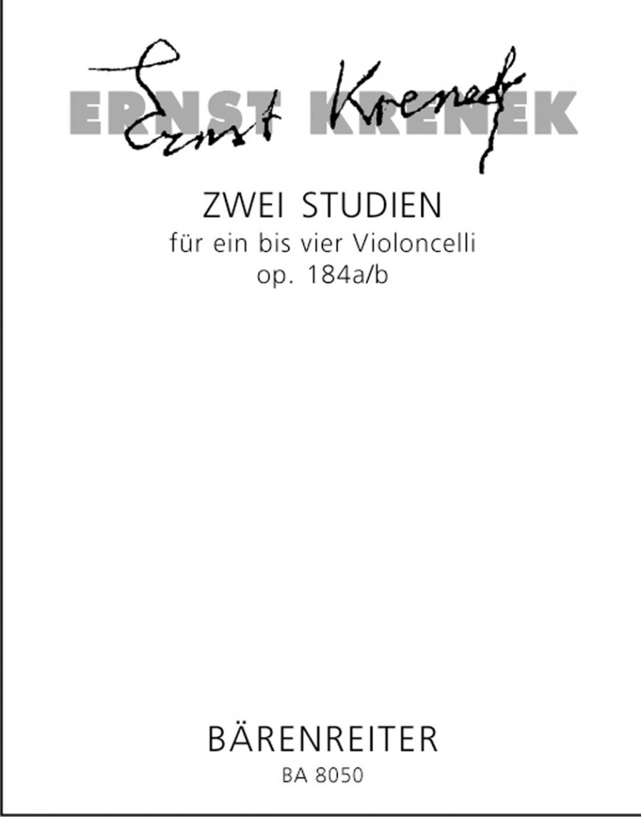 Krenek: Two Studies Opus 184a/b for 1 - 4 Cellos published by Barenreiter