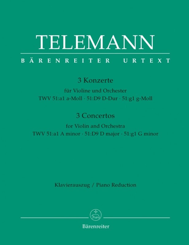 Telemann: 3 Concertos for Violin published by Barenreiter
