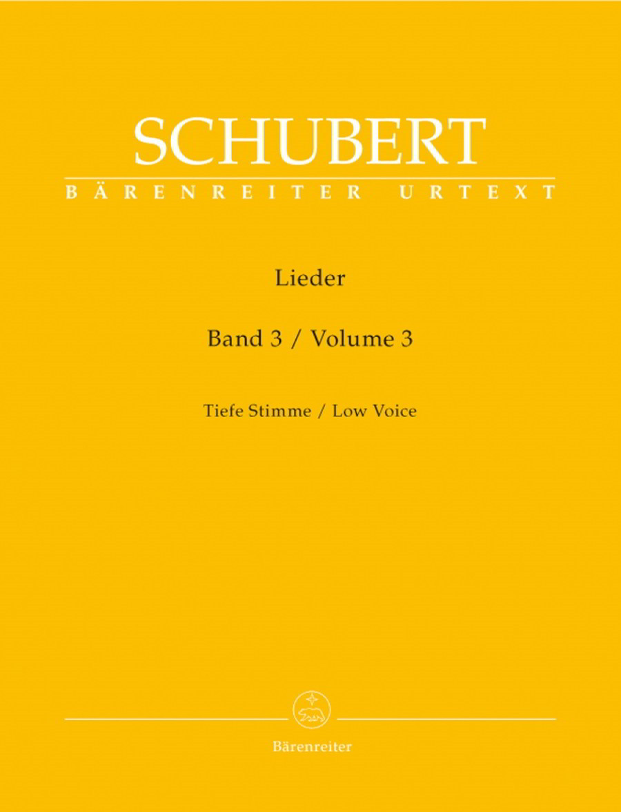 Schubert: Lieder Volume 3 for Low Voice published by Barenreiter
