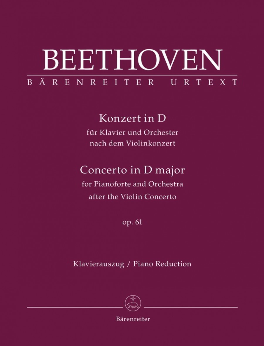 Beethoven: Concerto for Piano after the Violin Concerto Opus 61 published by Barenreiter