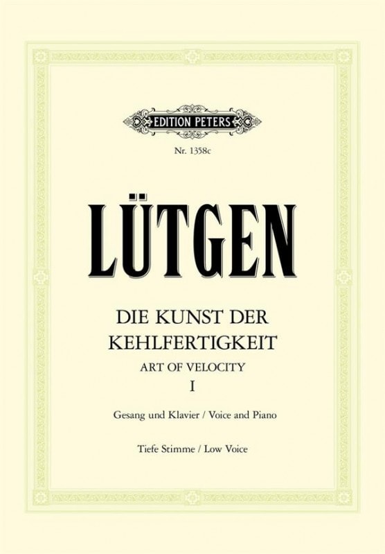Lutgen: Art of Velocity Book 1 (Low Voice) published by Peters