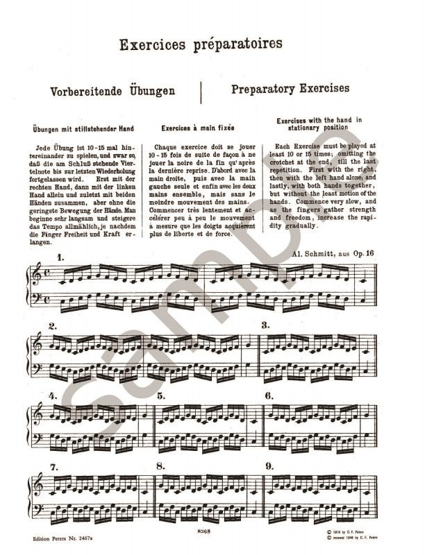 Aloys Schmitt Piano Exercises Sevcík: Preparatory Exercises In Double ...