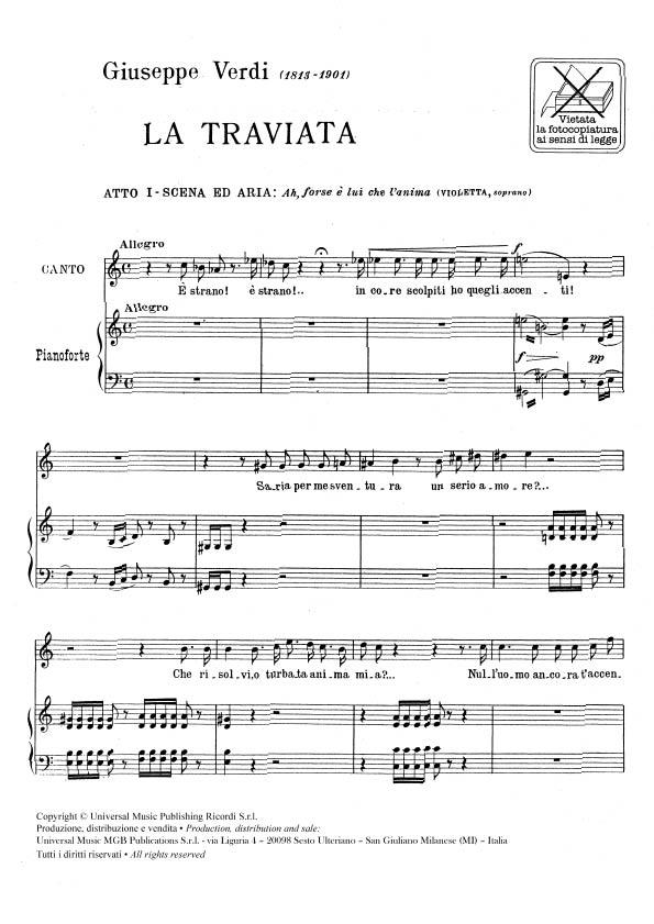 Verdi: Ah, Forse  lui che l'Anima for Soprano published by Ricordi
