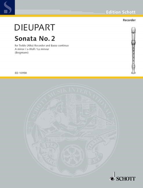 Dieupart: Sonata  No 2 in A minor for Treble Recorder published by Schott