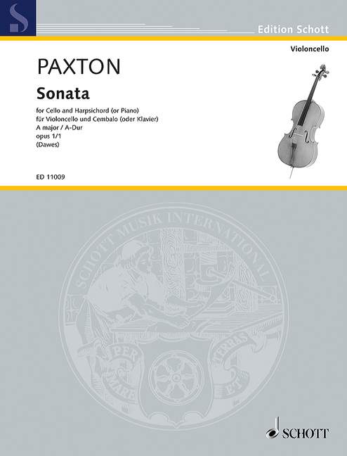 Paxton: Sonata in A Opus 1/1 for Cello published by Schott