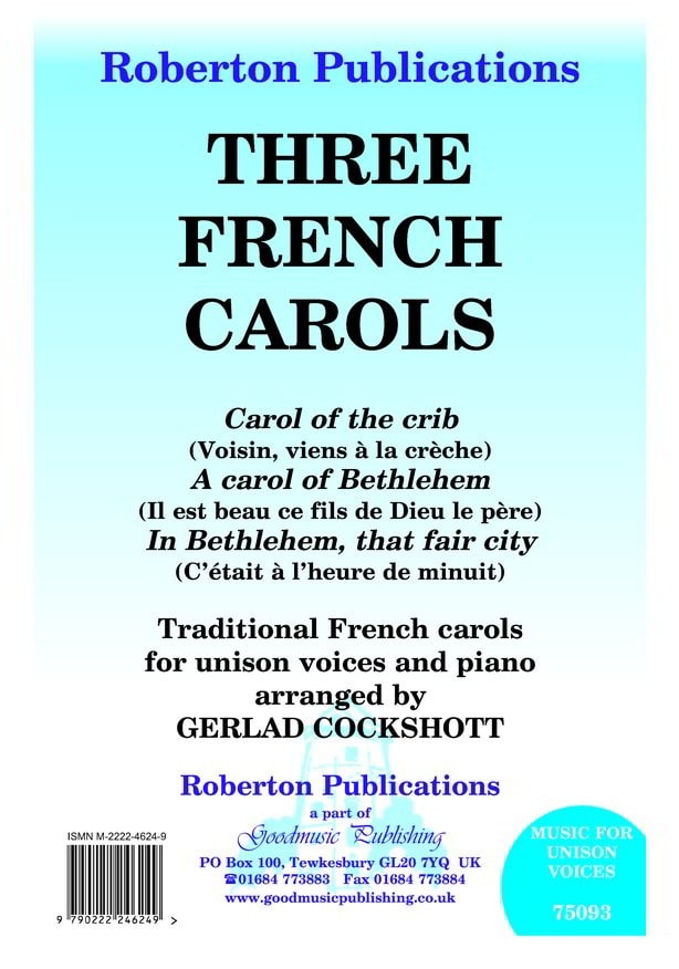 Cockshott: Three French Carols (Unison) published by Roberton