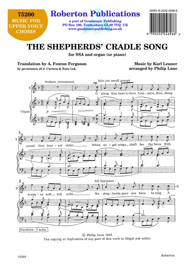 Leuner: Shepherd's Cradle Song SSA published by Roberton