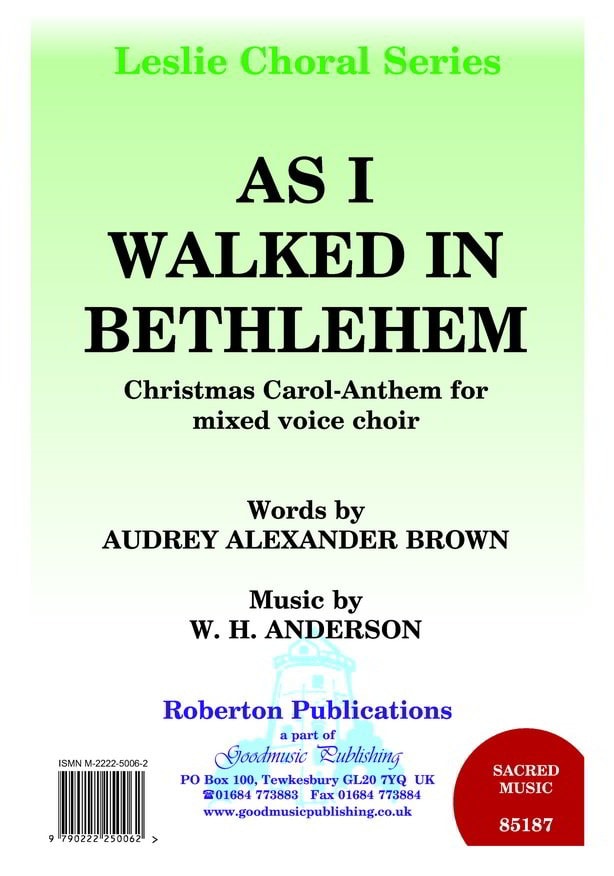 Anderson: As I Walked In Bethlehem SATB published by Roberton