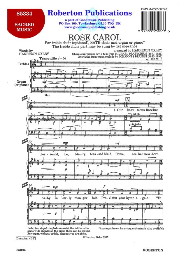 Oxley: Rose Carol SATB published by Roberton
