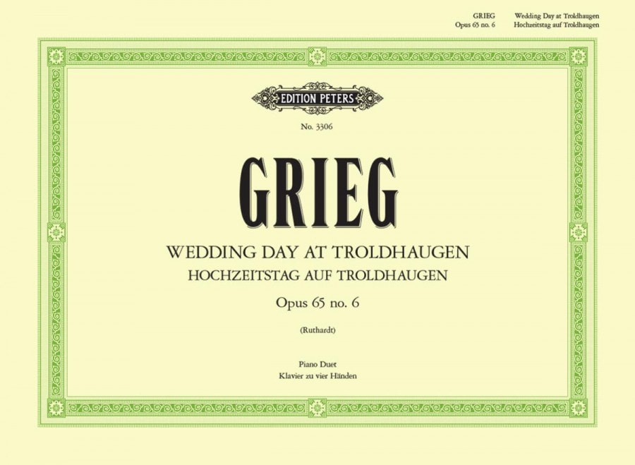 Grieg: Wedding Day at Troldhaugen Opus 65/6 for Piano Duet published by Peters