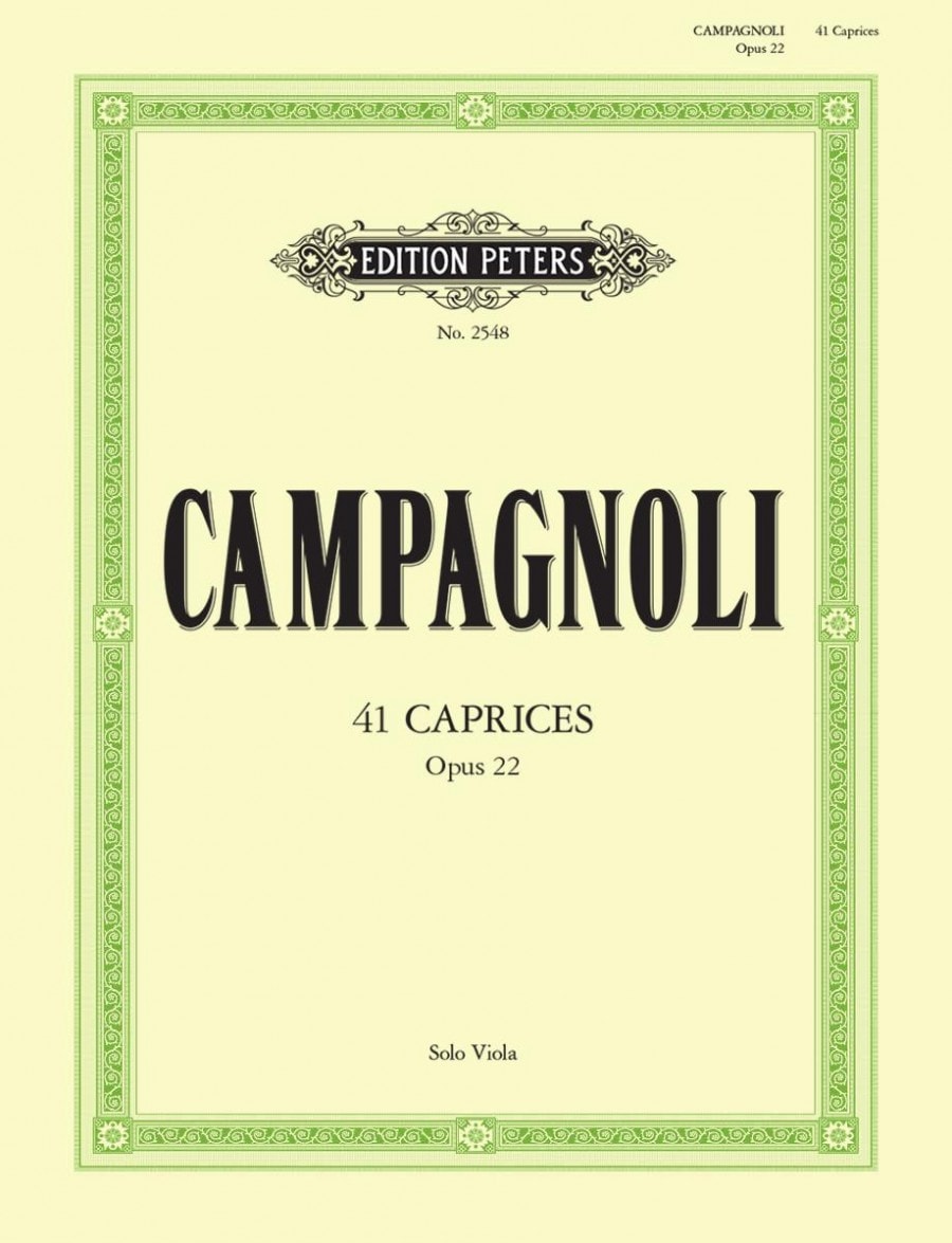 Campagnoli: 41 Caprices Opus 22 for Solo Viola published by Peters