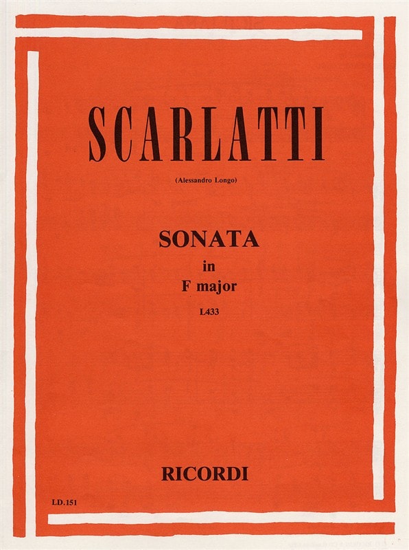 Scarlatti: Sonata in F L433 for Piano published by Ricordi