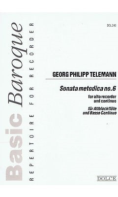Telemann: Methodical Sonata No 6 in C for Treble Recorder published by Dolce
