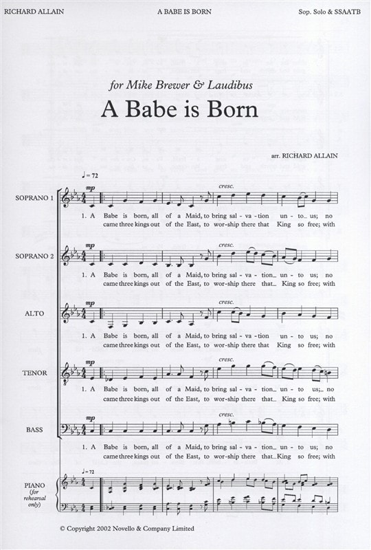 Allain: A Babe Is Born SATB published by Novello