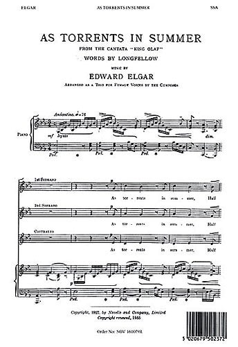 Elgar: As Torrents In Summer SSA published by Novello
