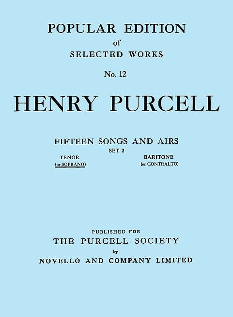Purcell: 15 Songs And Airs Set 2 for High Voice published by Novello