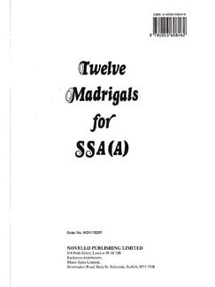 Twelve Madrigals published by Novello