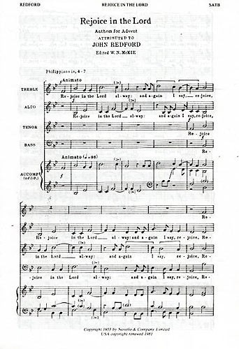 Redford: Rejoice In The Lord In Bb SATB published by Novello