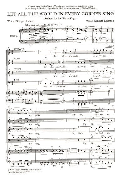 Leighton: Let All The World In Every Corner Sing SATB published by Novello