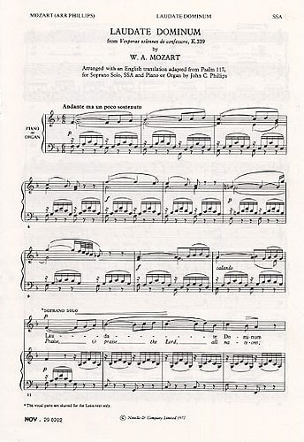 Mozart: Laudate Dominum SSSA published by Novello