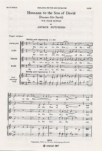 Hutchings: Hosanna To The Son Of David SATB published by Novello
