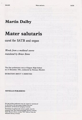 Dalby: Mater Salutaris SATB published by Novello