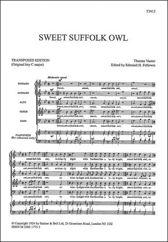 Vautor: Sweet Suffolk Owl SSATB published by Stainer and Bell