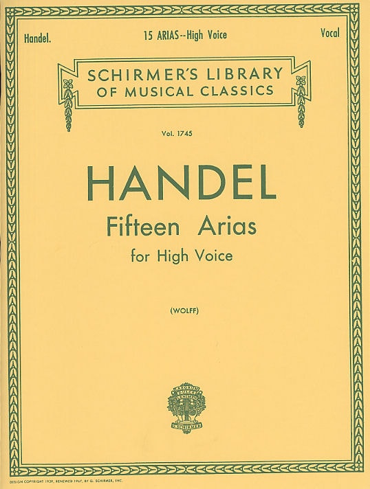 Handel: 15 Arias For High Voice published by Schirmer