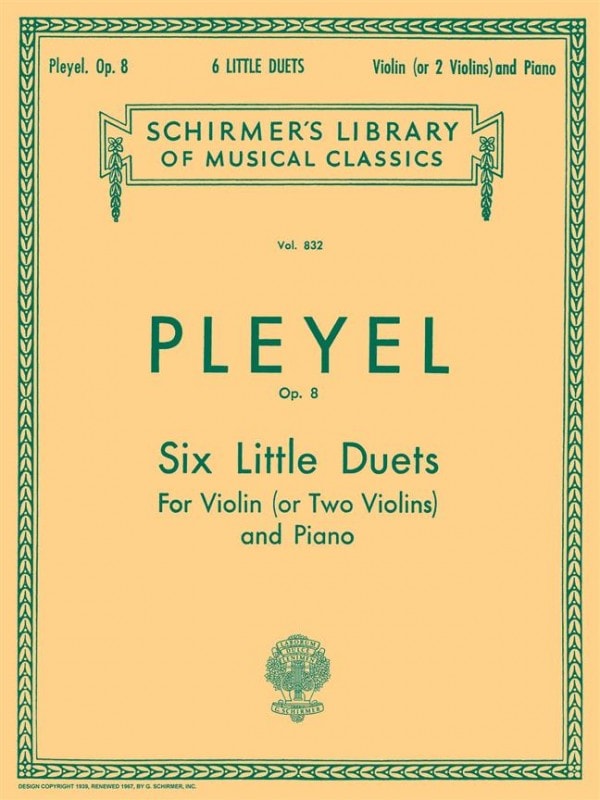 Pleyel: Six Little Duets Opus 8 for Violin published by Schirmer