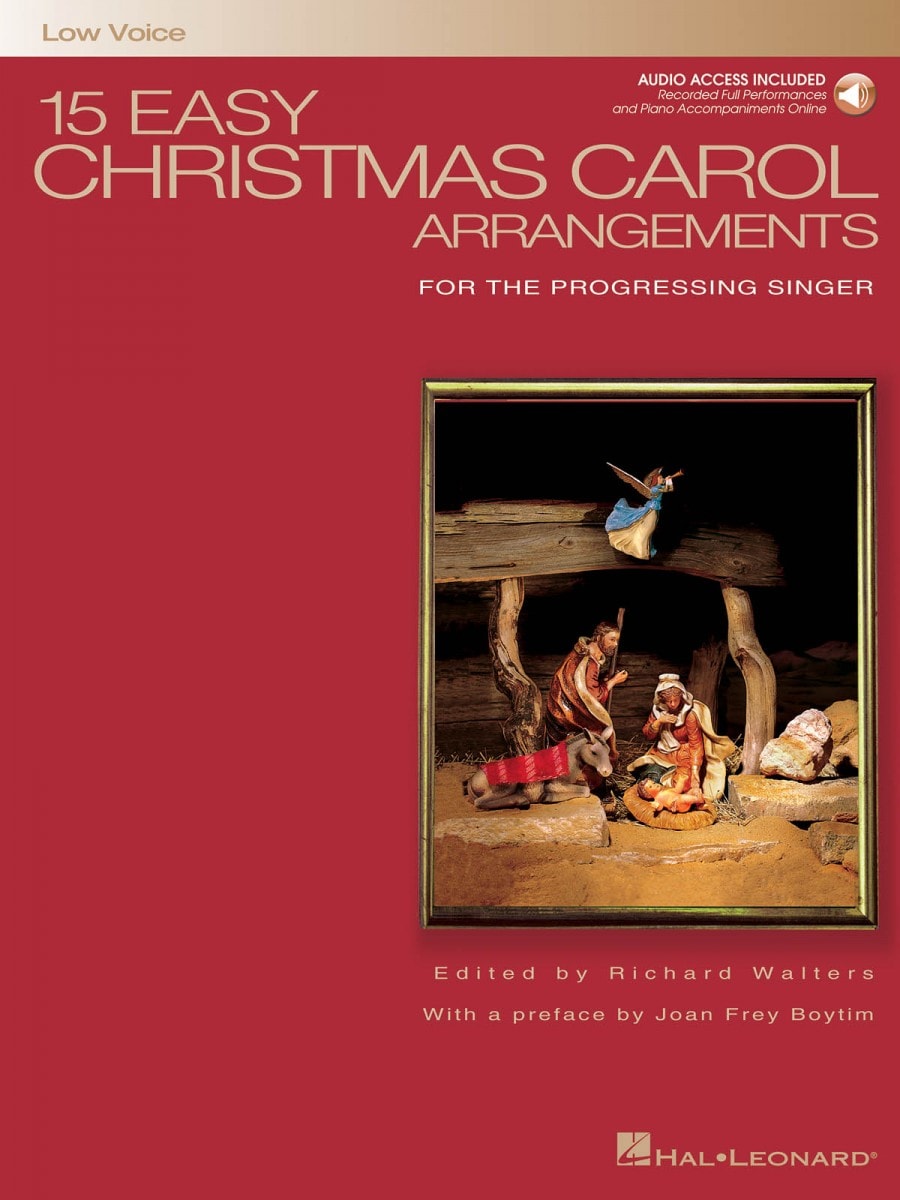 15 Easy Christmas Carol Arrangements (Low Voice) published by Hal Leonard (Book/Online Audio)