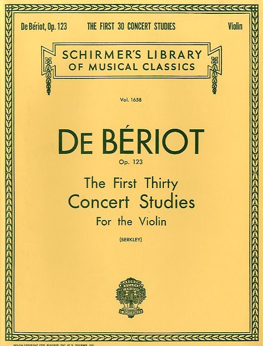 De Beriot: First Thirty Concert Studies for Solo Violin by published by Schirmer