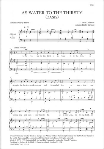 Coleman: As water to the thirsty SATB published by Stainer and Bell