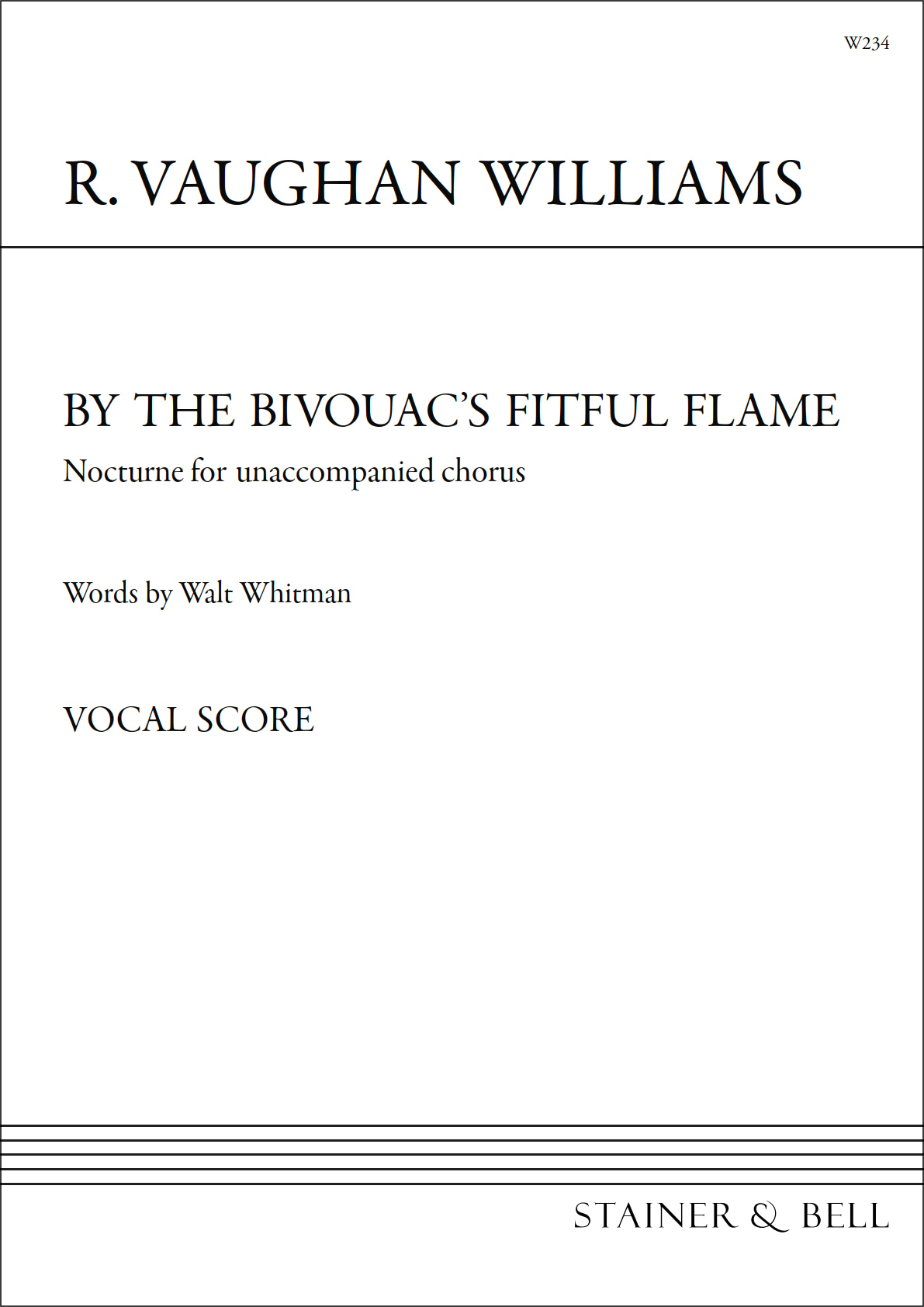 Vaughan Williams: By the Bivouacs Fitful Flame SSAATTBB published by Stainer and Bell