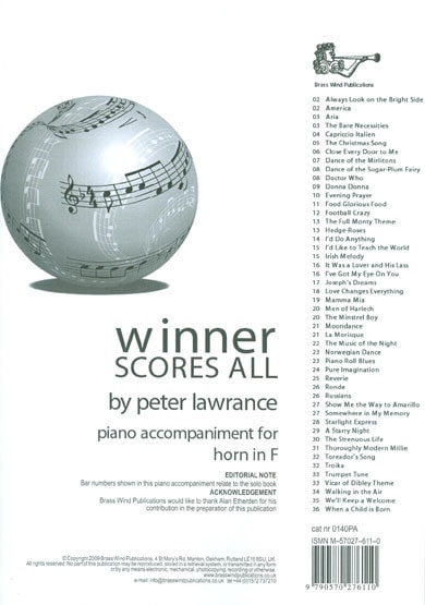 Winner Scores All - Piano Accompaniment for Horn in F published by Brasswind