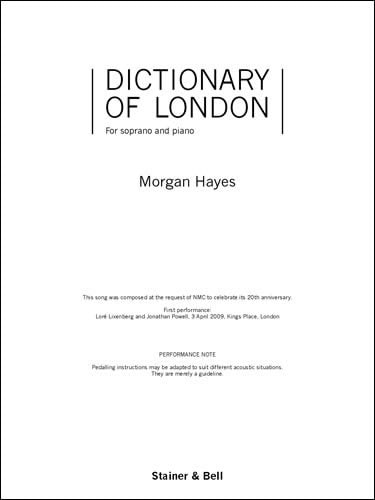 Hayes: Dictionary of London for Soprano published by Stainer & Bell