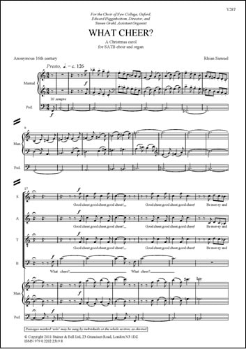 Samuel: What Cheer? SATB published by Stainer and Bell